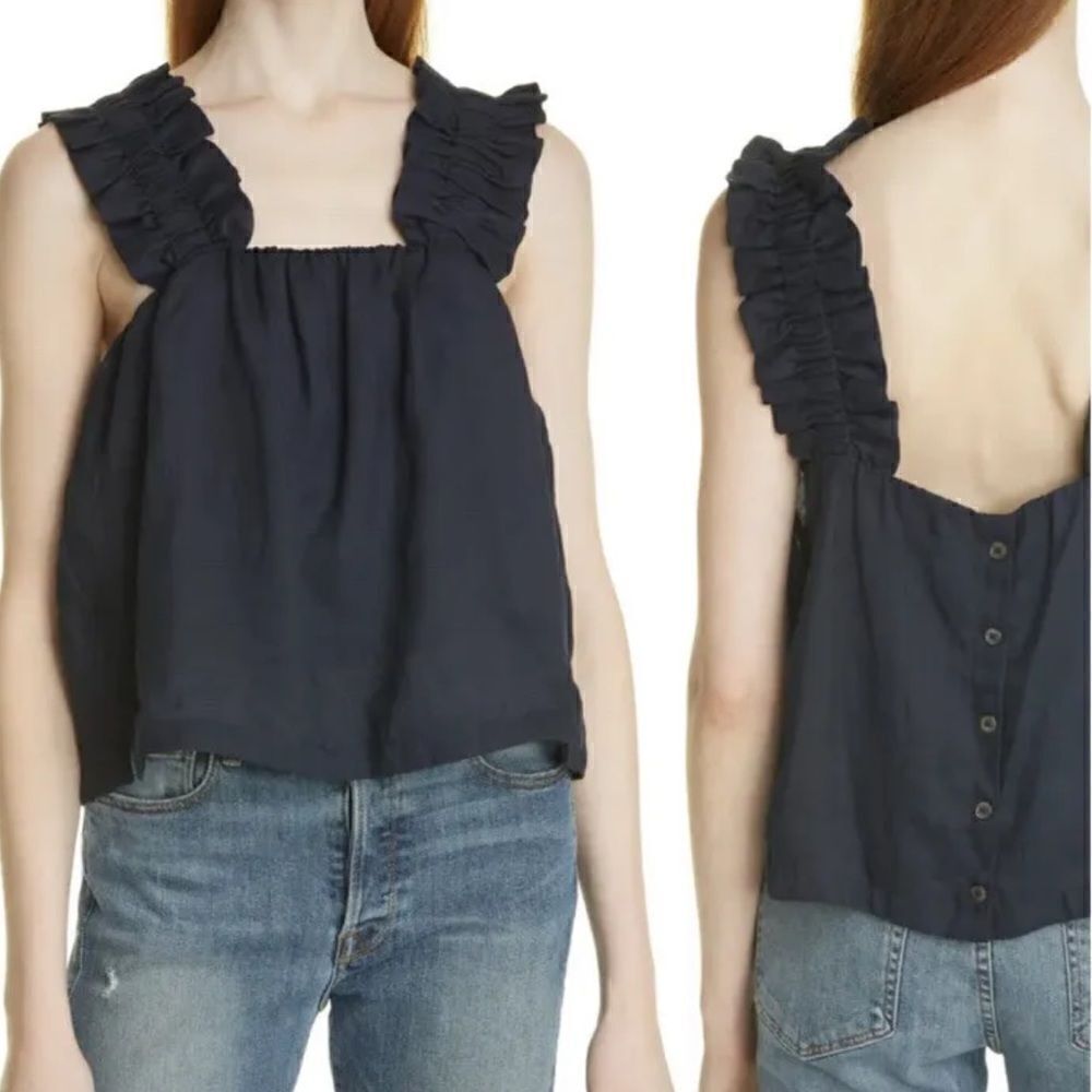 FRAME Women's Ruffle Strap Tank Top Small $268 - Picture 9 of 10